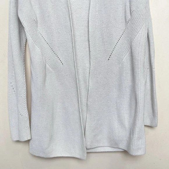GAP Womens S Open-Front Shaker Stitch Cardigan Sweater in Merino Wool-Blend Grey - Picture 4 of 13